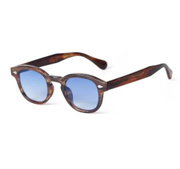 Fashion Transparent Blue Round Sunglasses